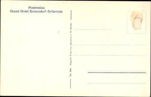 Ak Pontresina Kanton Graubünden Schweiz, Grand Hotel Kronenhof Bellavista