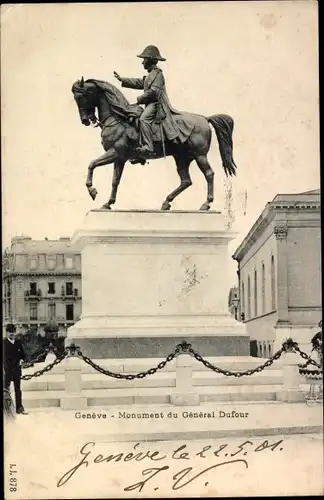 Ak Genève Genf Schweiz, Monument di Général Dufour