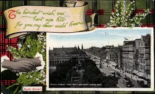 Passepartout Ak Edinburgh Schottland, Princes Street from Scott Monument