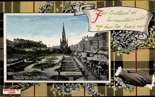 Passepartout Ak Edinburgh Schottland, Princes Street from British Hotel