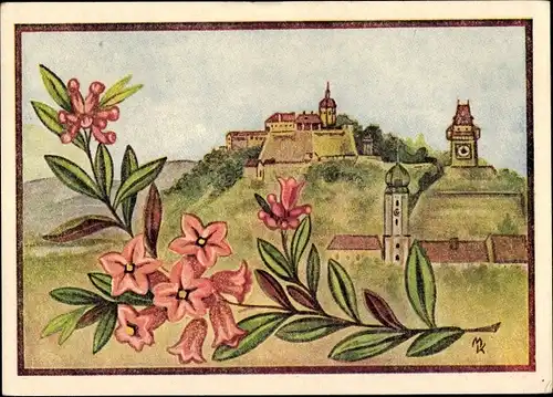 Künstler Ak Graz Steiermark, Schlossberg