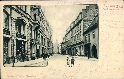 Ak Erfurt in Thüringen, Schlösserstraße, Straßenpartie, Geschäfte