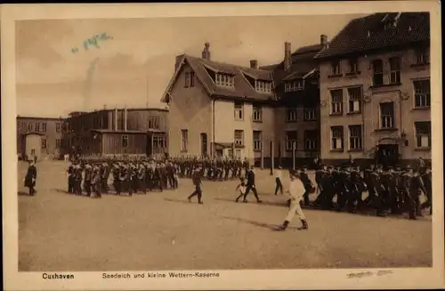 Ak Nordseebad Cuxhaven, Seedeich, Kleine Wettern-Kaserne