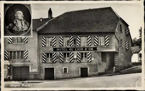 Ak Boudry Kanton Neuenburg, Hotel du Lion d'Or, Jean Paul Marat