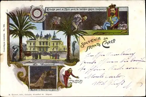 Litho Monte Carlo Monaco, Casino, Glücksspiel, Fürst Albert I., Teufel