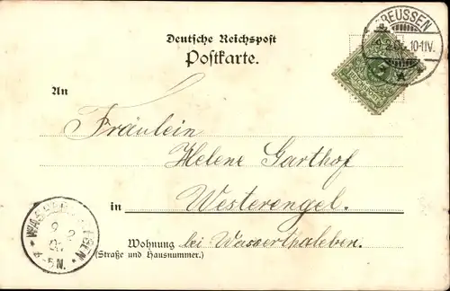 Litho Greußen in Thüringen, Schützenhaus, Gasthaus zum Prinzen Leopold, Schule, Postamt