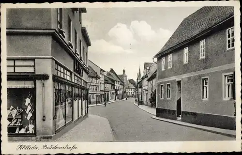 Ak Kölleda in Thüringen, Partie in der Brückenstraße, Geschäft