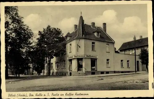 Ak Dölau Halle an der Saale, Straßenpartie am Kaffeehaus Hartmann