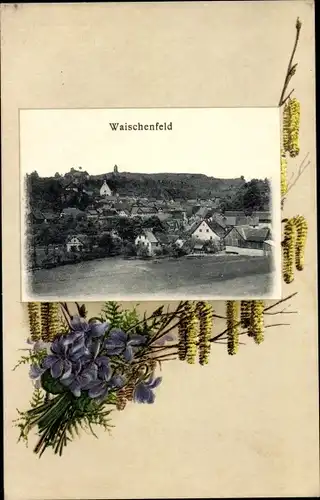 Ak Waischenfeld in der Fränkischen Schweiz Bayern, Blick auf den Ort, Blumen