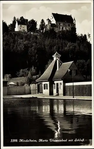 Ak Mindelheim im Unterallgäu, Theresiabad mit Schloss