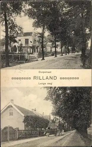 Ak Rilland Reimerswaal Zeeland Niederlande, Dorpstraat, Lange weg