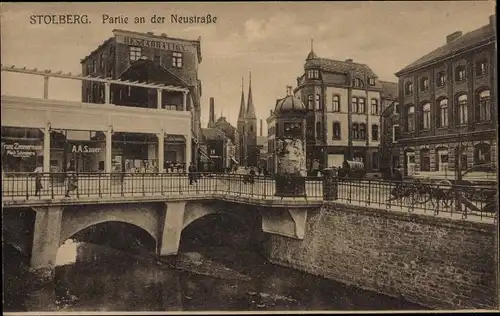 Ak Stolberg, Partie an der Neustraße, Restaurant, Litfaßsäule