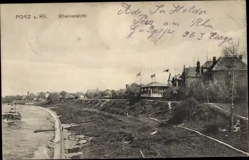 Ak Porz Köln am Rhein, Rheinansicht