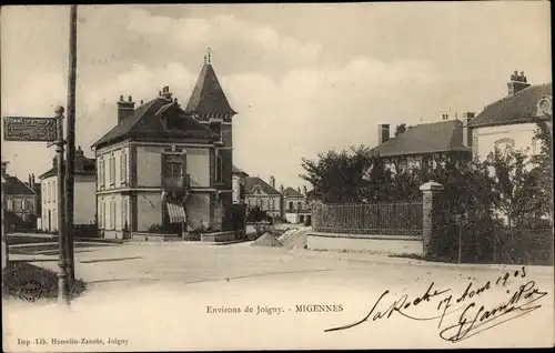 Ak Migennes Yonne, Stadtansicht, Wegweiser