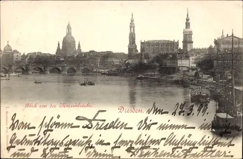Ak Dresden Altstadt, Blick von der Marienbrücke