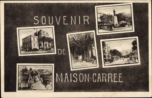 Ak Maison Carree El Harrach Algier Algerien, Pont de Harrach, Hotel de Ville, Monument aux morts