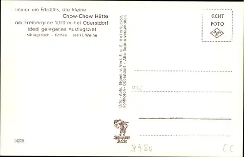 Ak Oberstdorf im Oberallgäu, Chow Chow Hütte am Freibergsee, Innenansicht