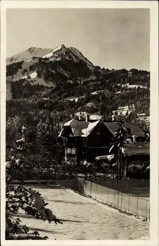 Ak Oberstdorf im Oberallgäu, Hotel und Pension Hubertushaus, Winter