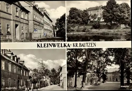 Ak Kleinwelka Bautzen in der Lausitz, Feierabendheim, Kirchplatz, Hauptstraße, Zinzendorfstraße, POS