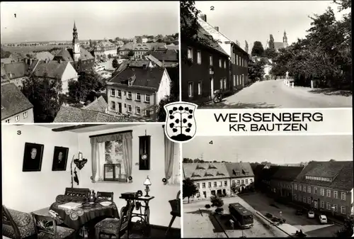 Ak Weißenberg in Sachsen, August Bebel Platz, Teilansicht, Museum, Landambulatorium