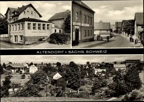 Ak Altendorf Sebnitz in Sachsen, Panoramaansicht, Gasthaus Heiterer Blick, Hauptstraße