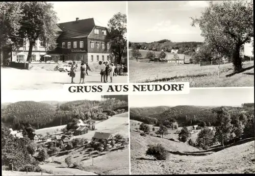 Ak Neudorf Hinterhermsdorf Sebnitz Sächsische Schweiz, Teilansicht, Gasthaus, Panorama
