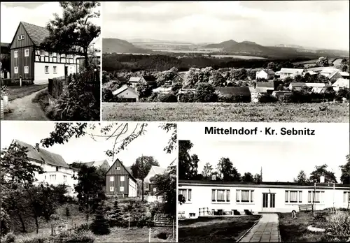 Ak Mittelndorf Sebnitz Sächsische Schweiz, Ortsansicht, Panorama, Bungalow