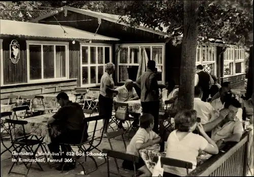 Ak Bad Schandau Sächsische Schweiz, Gaststätte "Waldhäusl" im Kirnitzschtal, Terrasse