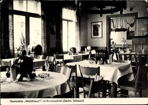 Ak Kirnitzschtal Bad Schandau Sächsische Schweiz, Gaststätte Waldhäusl, Innenansicht