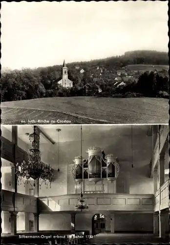 Ak Crostau Schirgiswalde Kirschau in Sachsen, Kirche mit Umgebung, Silbermann Orgel