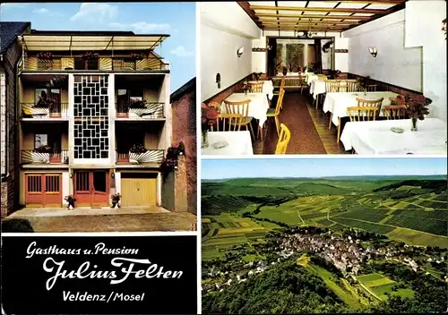 Ak Veldenz an der Mosel, Gasthaus Pension Julius Felten, Panorama