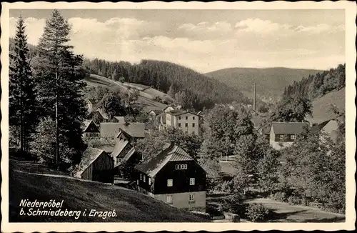 Ak Niederpöbel im Erzgebirge, Sicht auf den Ort