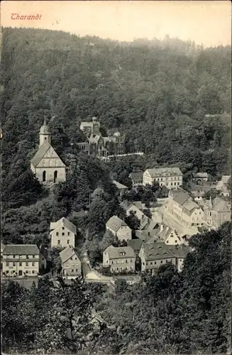 Ak Tharandt im Erzgebirge, Teilansicht aus der Vogelschau, Kirche