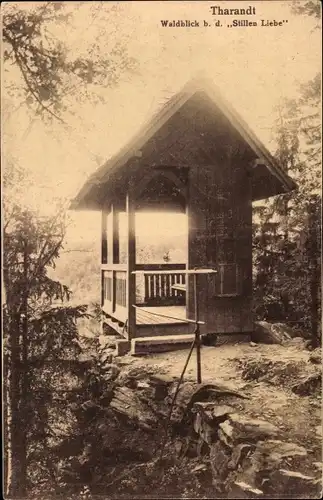 Ak Tharandt Sachsen, Waldblick bei der Stillen Liebe, Holzhäuschen