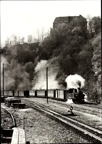 Ak Wolkenstein im Erzgebirge, Schmalspurbahn Wolkenstein-Jöhstadt, Tenderlokomotive 99 51 60, 1981