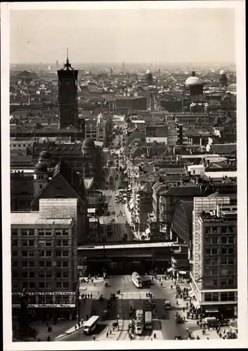 Ak Berlin Mitte, Alexanderplatz, Königstraße mit Rathaus, Luftbild