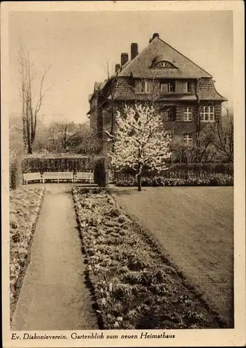 Ak Berlin Zehlendorf, Ev. Diakonieverein, Gartenblick zum neuen Heimathaus