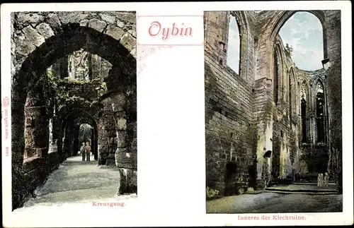 Ak Oybin in der Oberlausitz, Kreuzgang, Inneres der Kirchenruine