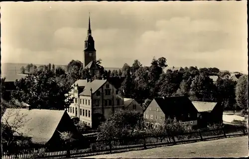 Ak Oberbobritzsch Bobritzsch im Erzgebirge, Teilansicht, Kirche