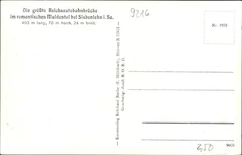 Ak Siebenlehn Großschirma, Reichsautobahnbrücke im Muldental