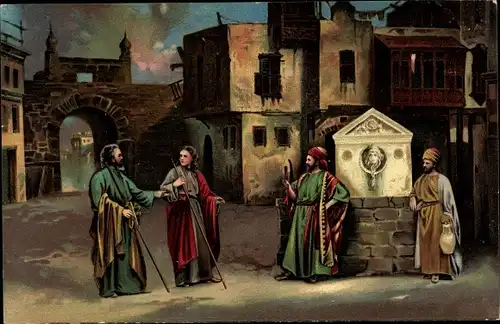 Künstler Ak Oberammergau in Oberbayern, Passionsspiele, Bestellung des Abendmahls