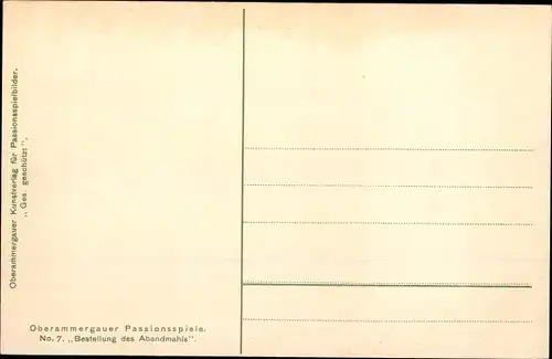 Künstler Ak Oberammergau in Oberbayern, Passionsspiele, Bestellung des Abendmahls