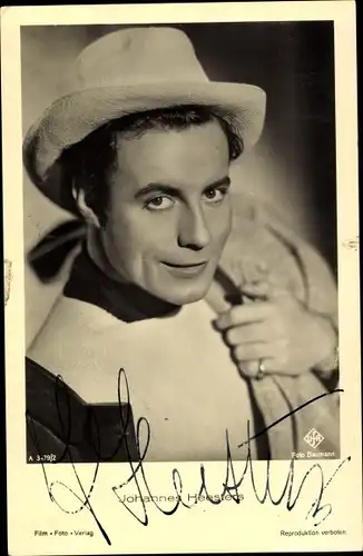 Ak Schauspieler Johannes Heesters, Portrait mit Hut, Autogramm