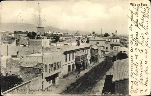 Ak Suez Ägypten, Ortsansicht
