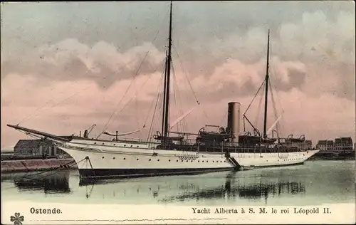 Ak Oostende Ostende Westflandern, Yacht Alberta a S. M. le roi Leopold II.