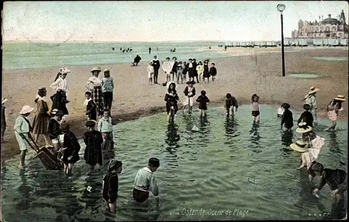 Ak Oostende Ostende Westflandern, Scene de Plage