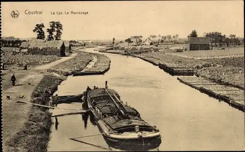 Ak Kortrijk Courtrai Westflandern, La Lys, Le rouissage