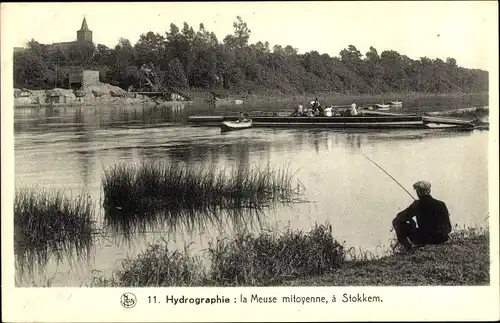 Ak Stokkem Flandern Limburg, la Meuse mitoyenne