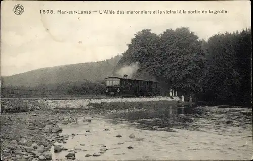 Ak Han sur Lesse Wallonien Namur, L'Allee des marronniers et le vicinal a la sortie de la grotte