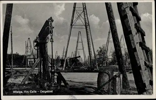 Ak Wietze Lüneburger Heide, Bohrtürme, Erdöl, Erdölförderung